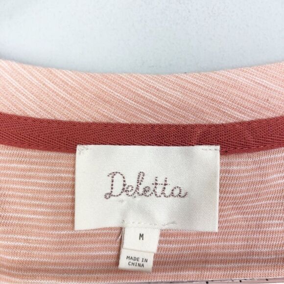 ANTHROPOLOGIE | DELETTA Margot Peach Gathered Tee Top Women’s Size Medium - Picture 8 of 11